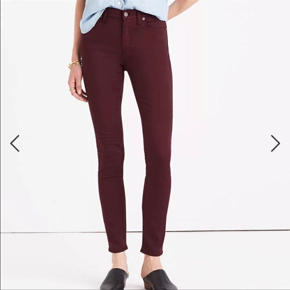 Madewell Size 26 Burgundy Mid Rise Skinny Skinny Jeans Stretch
